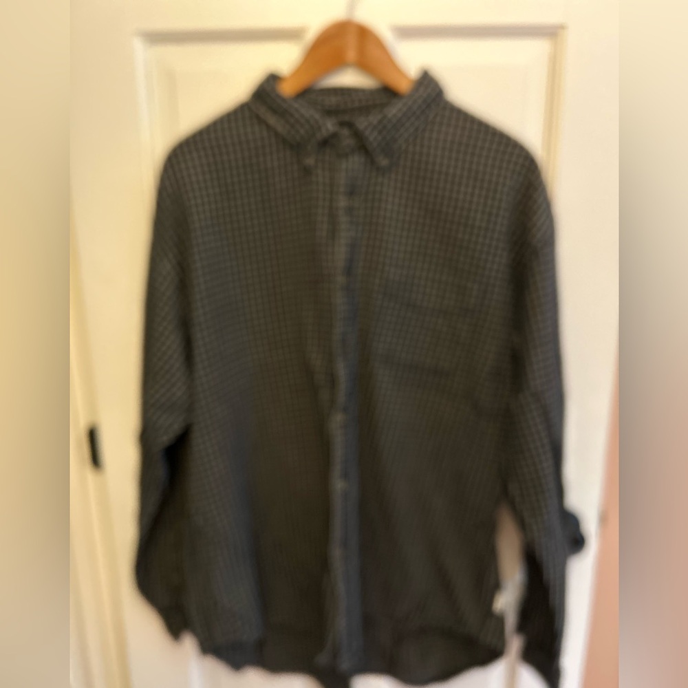 Mens J Crew Button Front Shirt Navy Blue and Cream.